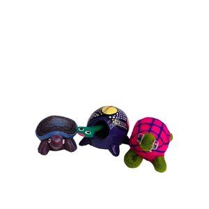 Painted Miniature Turtles Set of 3 Folk Art Fairy Garden 2"